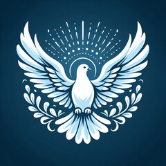 Fototapeta premium cute vector style illustration of white dove depicting the Holy Spirit, catholic christian clipart