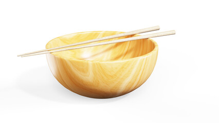 Chopsticks on black bowl 3d render