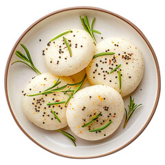Idli in a plate isolated on white background