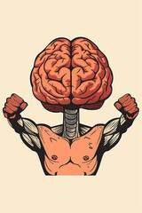 Brain is training its muscle in a gym,