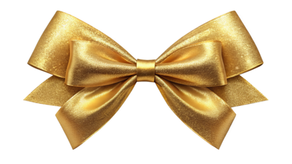 "Vintage Style Gold Ribbon Bow" - An antique gold tie ribbon bow, isolated with a transparent background, styled with a vintage texture suitable for retro-themed projects.
