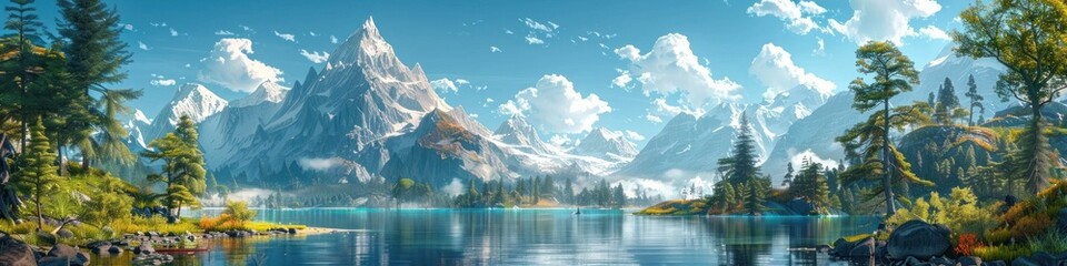 Discover Scenic Wonders with a Captivating 3D Rendered Landscape