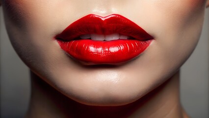 Close up of lips with red lipstick
