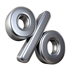 Silver 3d sign percent discount on isolated background	