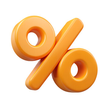 Orange 3d sign percent discount on isolated background	