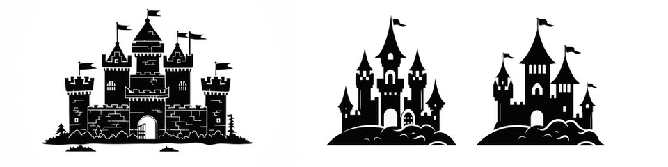 Black and white castle silhouette. Suitable for graphic designers.