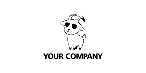 simple goat vector wearing glasses