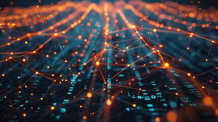 Fototapeta premium A close-up of a computer keyboard with glowing lines. Ideal for technology and digital concept designs