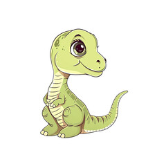 Fototapeta premium A Cute Baby Dinosaur Cartoon, Cartoon Illustration