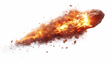 Asteroid explosion in Earth's atmosphere. Asteroids fall to Earth emitting fire.