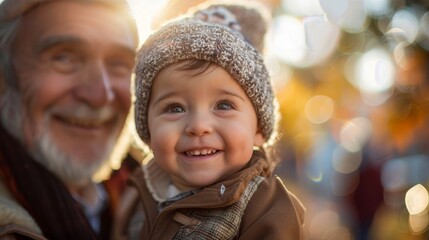 Fototapeta premium Multi-generational photo bombs captured candidly during celebratory festivities, merriment unveiled through verite lensbaby charm