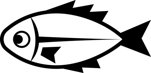 Abstract decorative, stylized fish illustration.