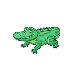 Obraz premium A Cartoon Green Crocodile, Cartoon Illustration