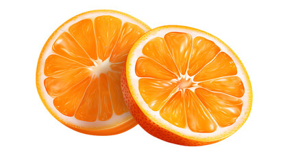 An orange and an orange slice with a transparent background.