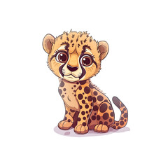A Cute Baby Cheetah Cartoon, Cartoon Illustration