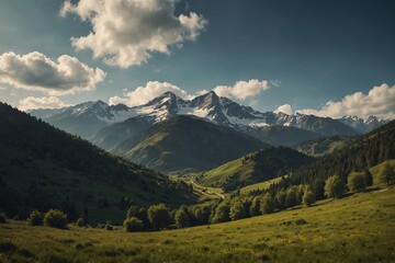 Fototapeta premium Spring season in a beautiful mountain