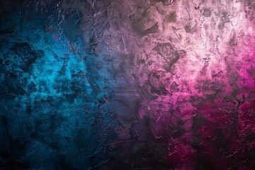 grungy black pink and blue gradient with bright light and grainy texture abstract background