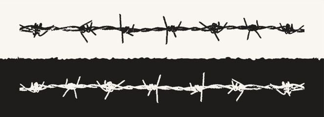 Trendy grunge element with retro photocopy stipple effect. Black and white barbed wire Y2K goth core 2000s style. Modern illustration vector dots texture. For poster design, t-shirt, sweatshirt print