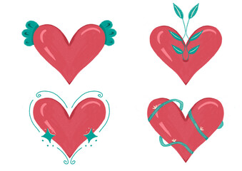 Corazones con adornos 