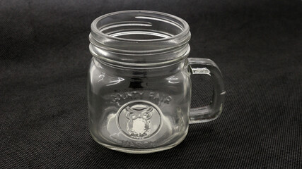Close up of empty glass cup isolated