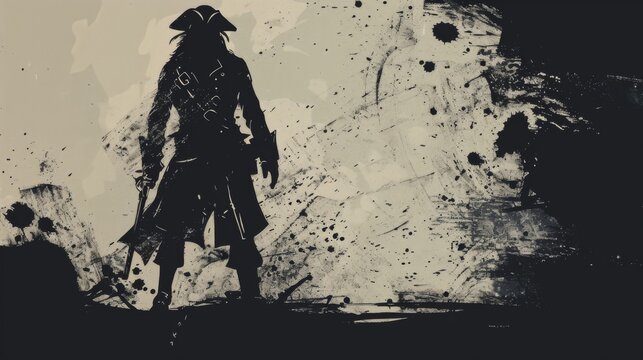 A cool pirate character illustration background with empty space