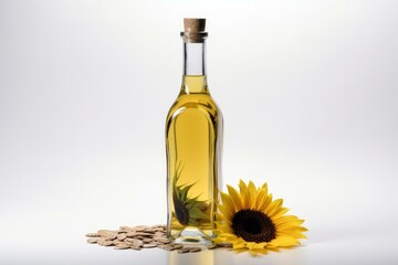 Naklejka premium Portable Sunflower oil bottle. Nutrition summer. Generate Ai