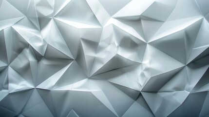 Obraz premium 3D rendering of a futuristic polygonal surface with a glowing light in the center.