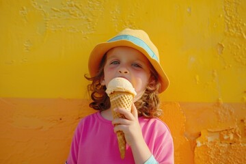Young girl enjoying an ice cream treat, perfect for summer vibes