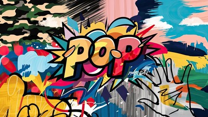 Graffiti pop art background on the wall abstract vector colorfull pattern wallpaper