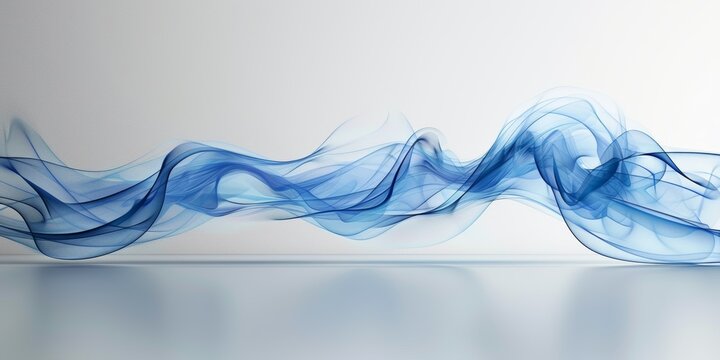 A sleek background with blue digital waves moving across the canvas, providing a broad empty space on one side for advertising