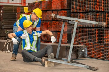 A worker fell and injured his back at a construction site