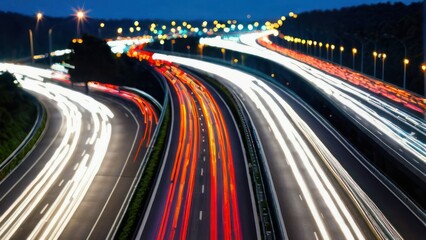 Bokeh street lights at night, blurry city traffic colors background