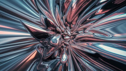 Metallic 3D image of abstract 3D futuristic cyberpunk