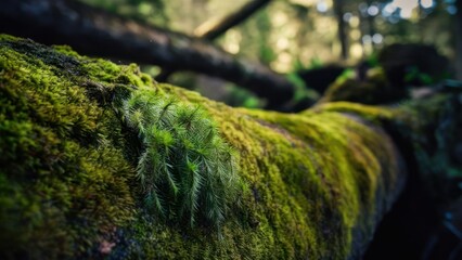 Closeup on moss in forest