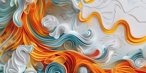Colorful Wave Poster: Dynamic Waves of Paper in Vibrant Colors for Artistic and Decorative Designs,...