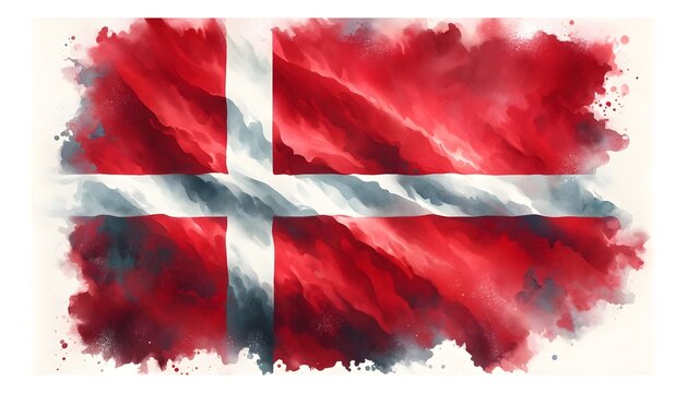 Illustration of a Beautiful Watercolor Flag of Denmark
