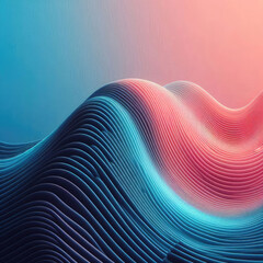 Generative AI 3D wavy wave gradient image illustration, realistic 3D Gradient Wave, 3d gradient wave outline, With smoothly flowing colour gradations, cool wavy line art with minimalist style