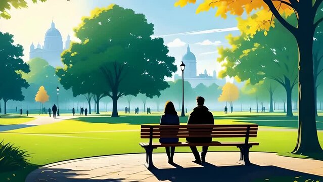 human mental health isolation and loneliness in the park vector illustration