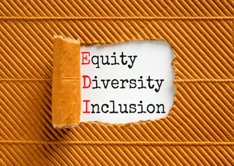 EDI equity diversity inclusion symbol. Concept words EDI equity diversity inclusion on white paper...