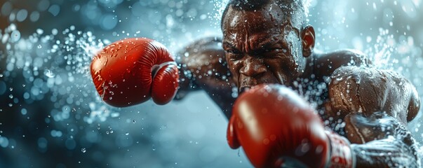 Boxer Throwing a Punch in Winter Setting