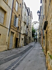 Béziers, May 2024: Visit the magnificent city of Béziers in Occitanie. Street photos - View of the colorful houses