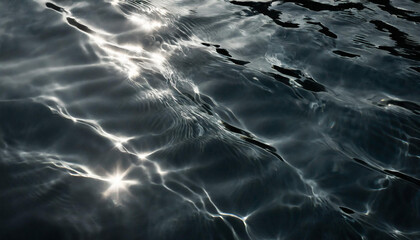 Dark sea water surface. Reflection of sunlight on the water surface. Abstract background for design.