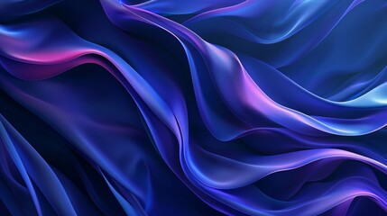 Fototapeta premium 3D shining blue wave silk background with luxury relaxing glowing curves