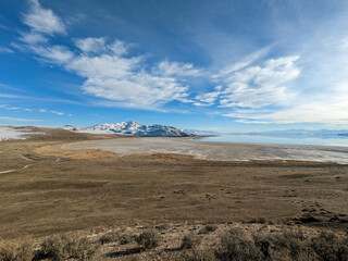 Winter at Antelope Island State Park Utah 
