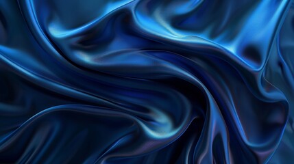 Obraz premium 3D shining blue wave silk background with luxury relaxing glowing curves