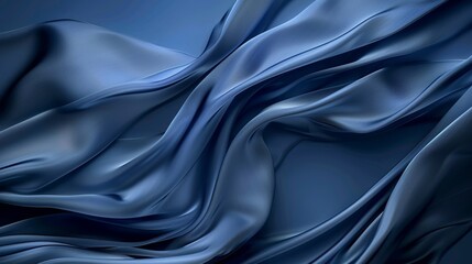 Fototapeta premium 3D dark blue Illustration silk background with relaxing luxury curves with space for copy