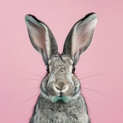 rabbit, Animal on a plain background, copy space banner. Postcard with cute creatures.