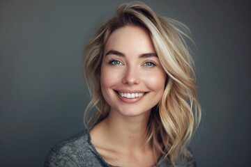 Fototapeta premium Portrait of a blonde woman smiling, suitable for various concepts