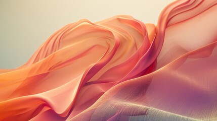 Obraz premium 3D red orange sand gradient silk satin shiny fashion luxury relaxing abstract background with curves for web advertising technology branding dessert style