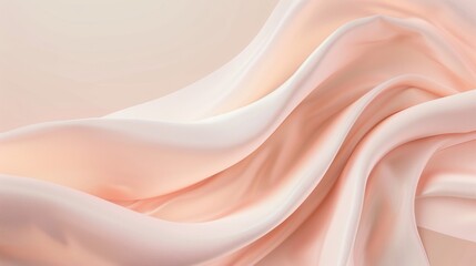 3D cream white fashion modern elegant silk background with relaxing curves and space